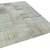 Tapis anatolien fait à la main 171 cm x 241 cm patchwork bleu