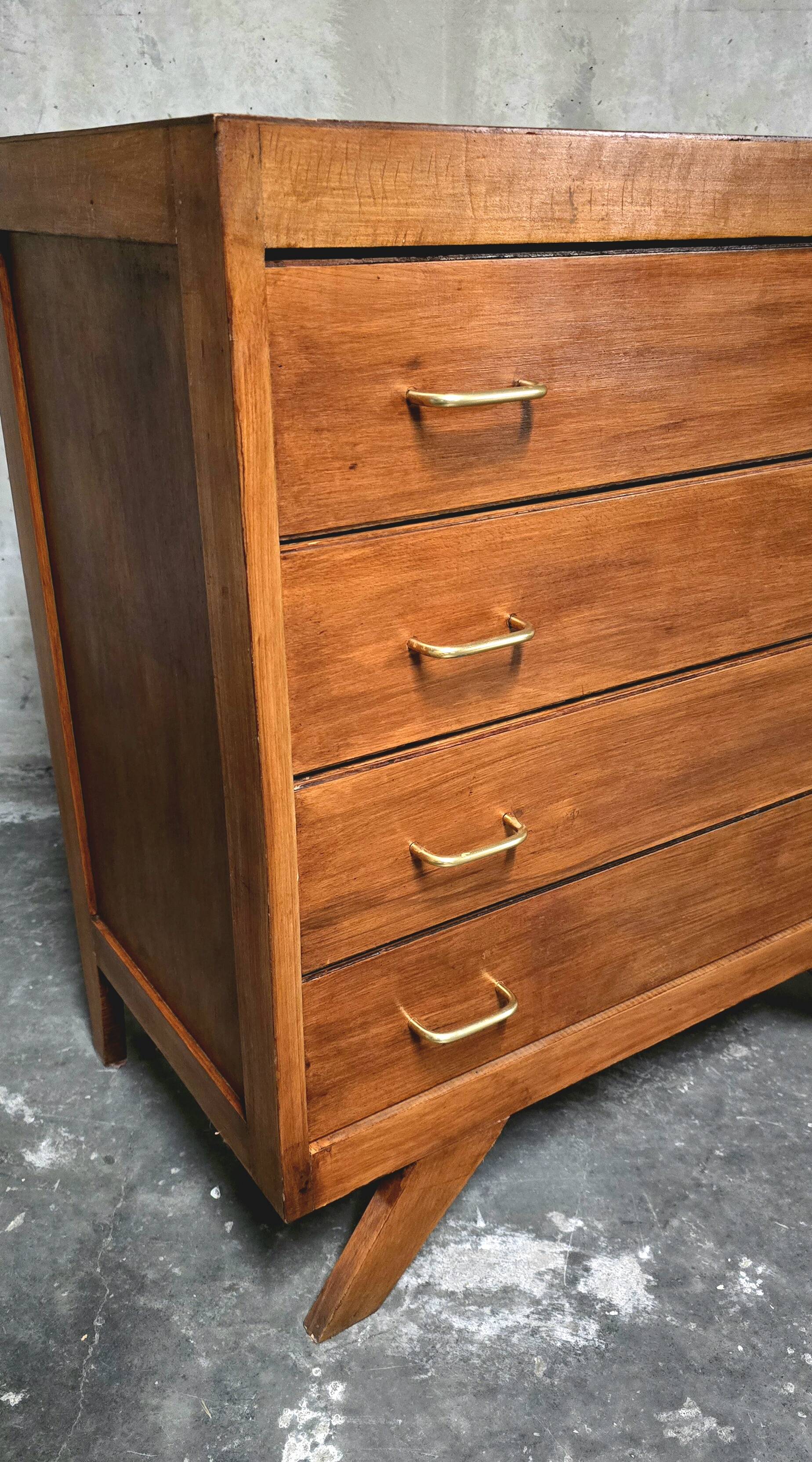 Vintage solid wood chest of drawers – 1950s – tapered legs