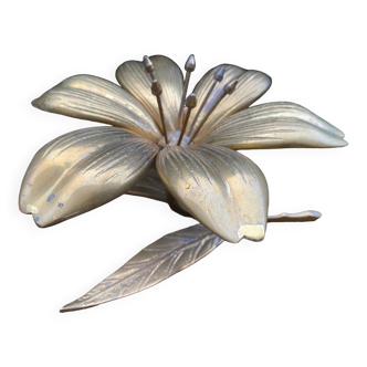 Lotus flower ashtray in bronze circa 1970