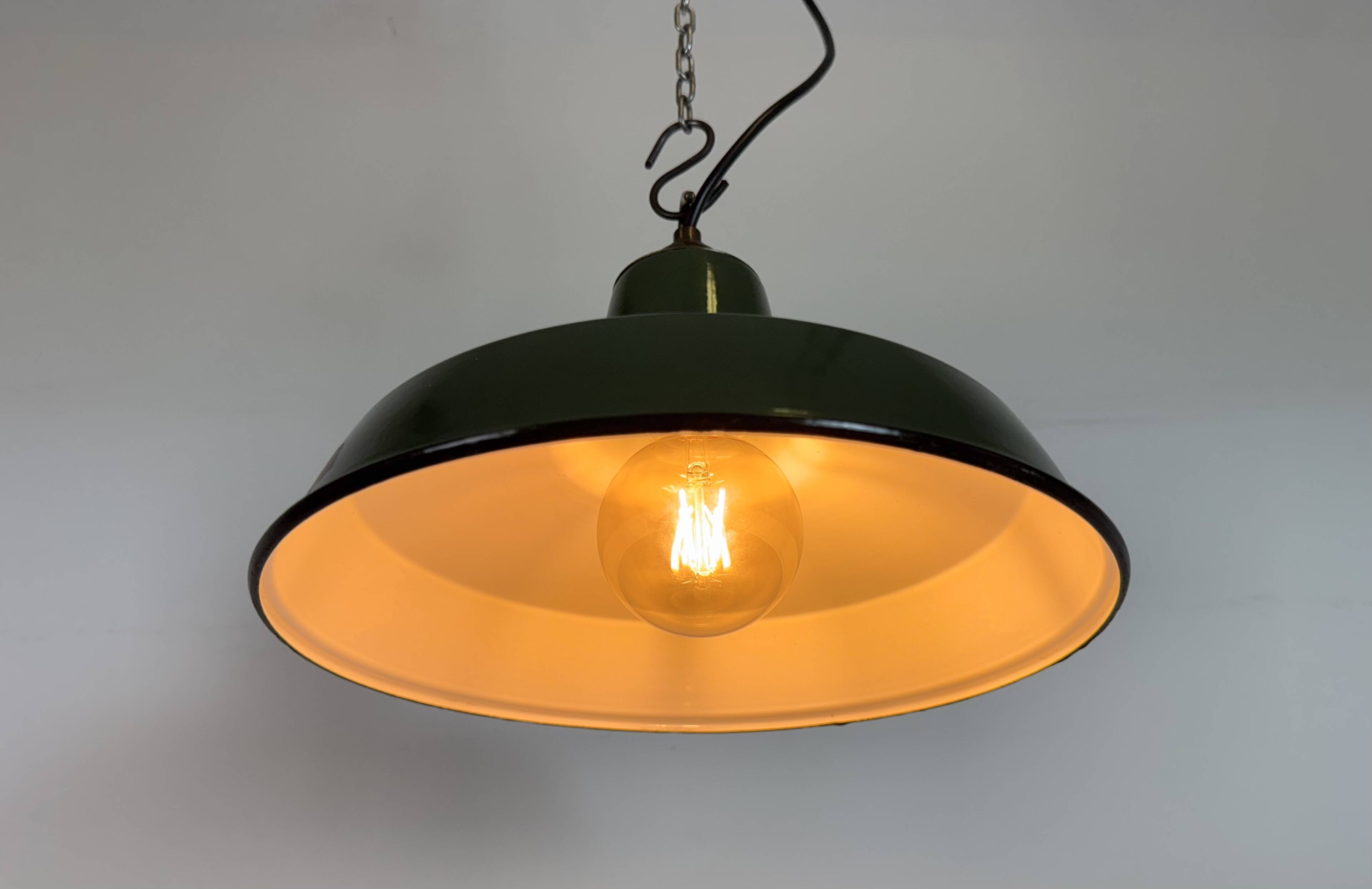 Industrial Green Enamel Factory Pendant Lamp from Multi Electrical Co,1960s