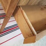 former raw wood with 2 baroque style drawers bedside