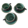 Set of three ceramic cups and saucers – crackled turquoise glaze