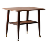 1960s Scandinavian coffee table with Vienna straw shelf