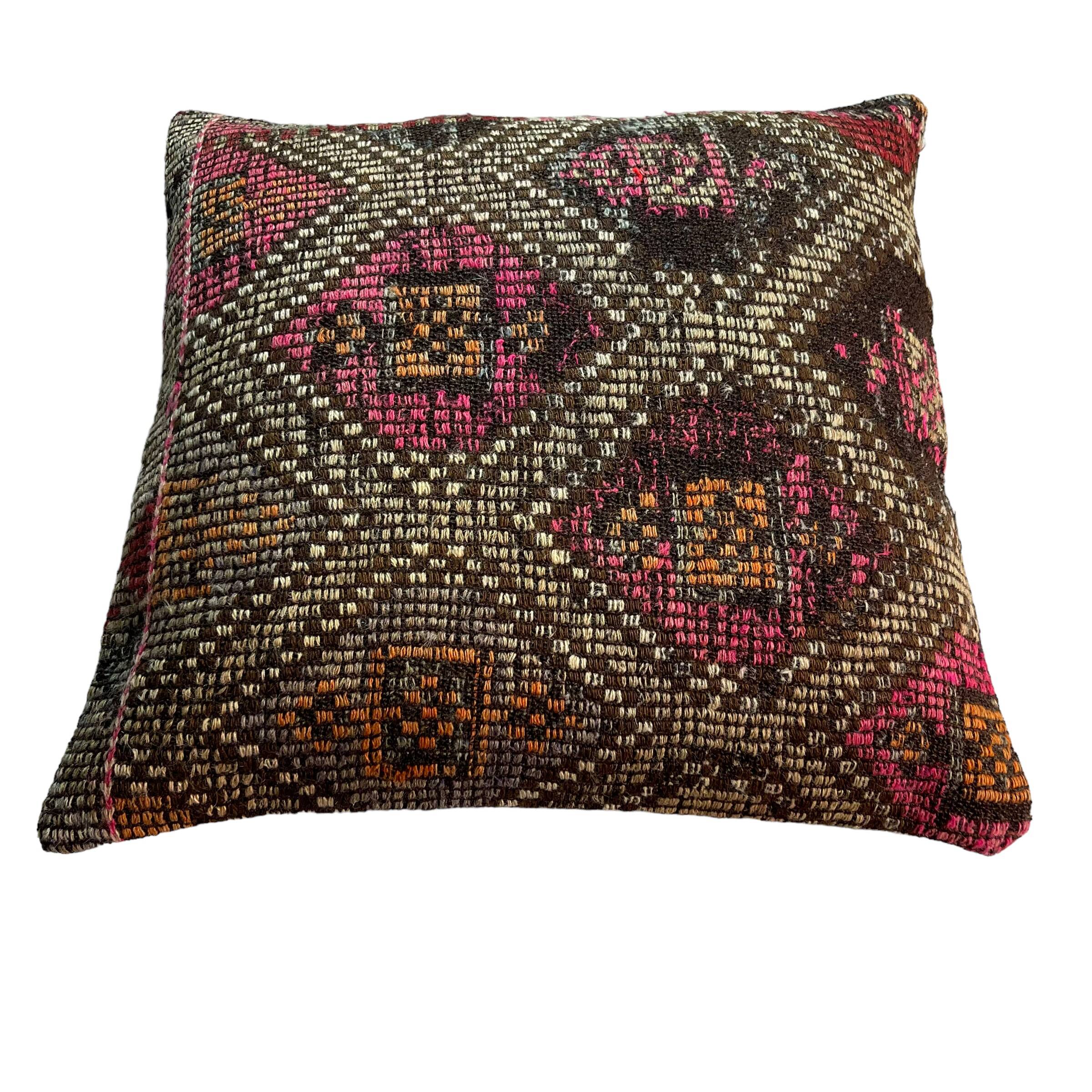 Vintage turkish kilim cushion cover , 55 x 55 cm