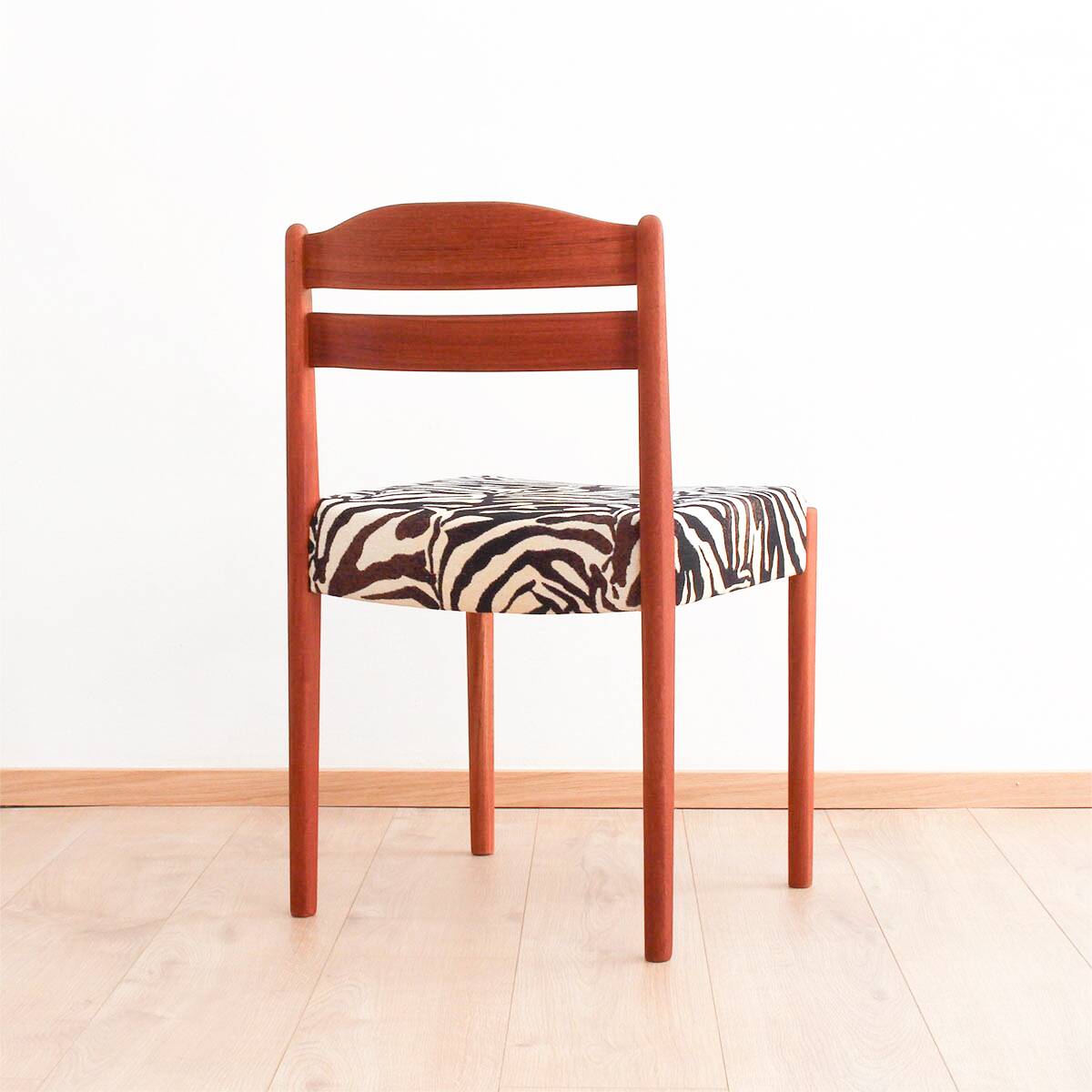 Danish teak dining chairs with zebra print from Boltinge Stølefabrik