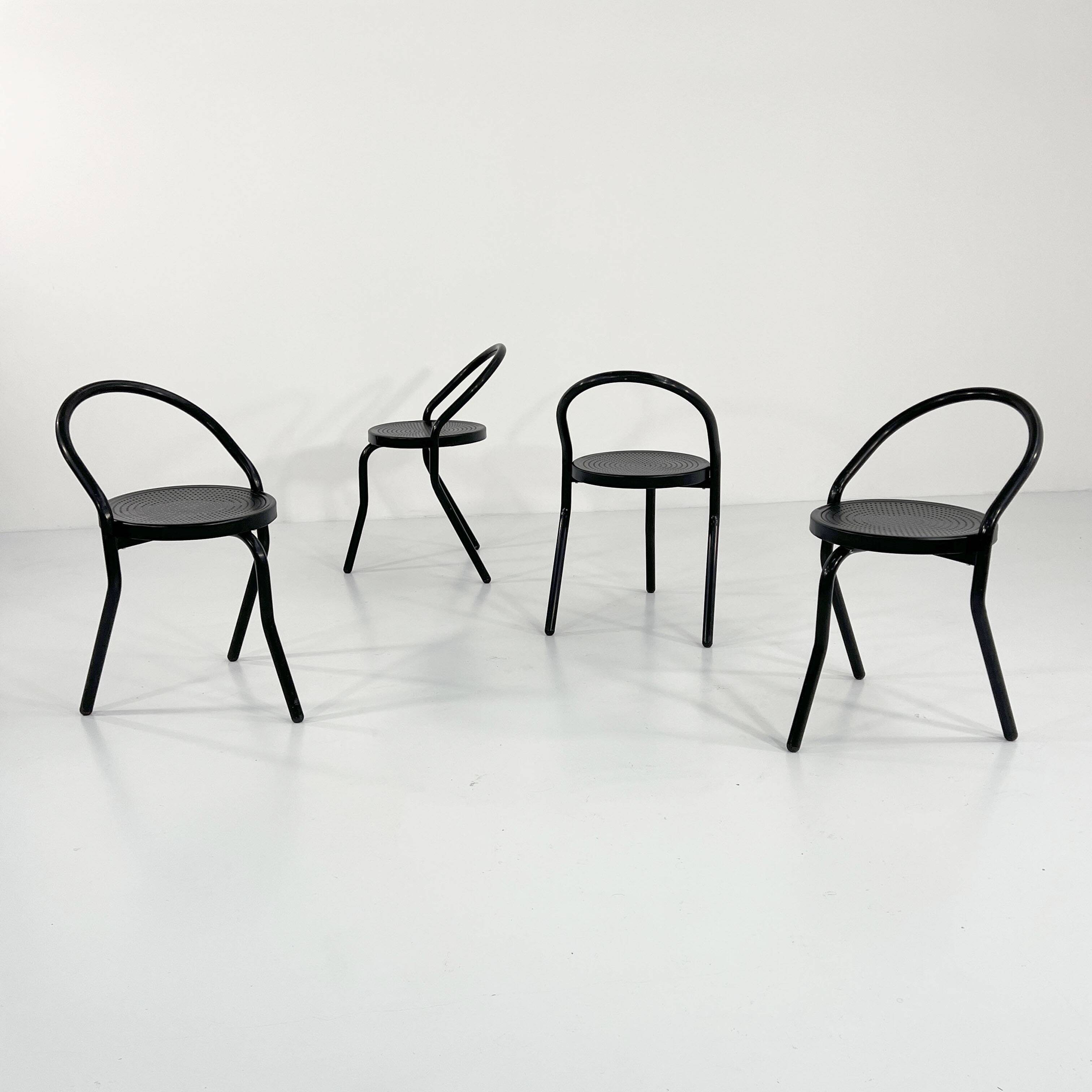 4 chaises en métal postmodernes, 1980
