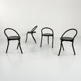 Set of 4 Postmodern Metal Chairs, 1980