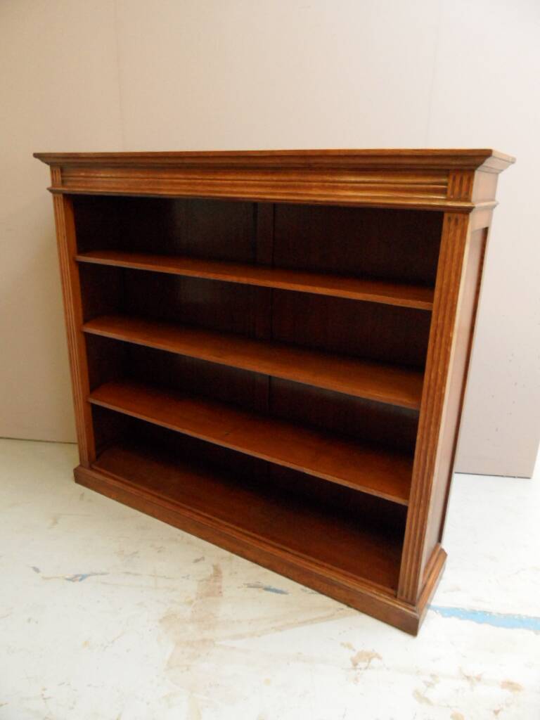 Antique oak open bookcase