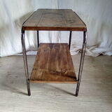 2-level industrial wood and metal side table