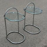 German chrome and glass bedside tables, 1981, set of 2