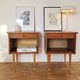 Pair of Vintage Mid-Century Nightstands in Walnut & Brass - 8 Bell Feet -