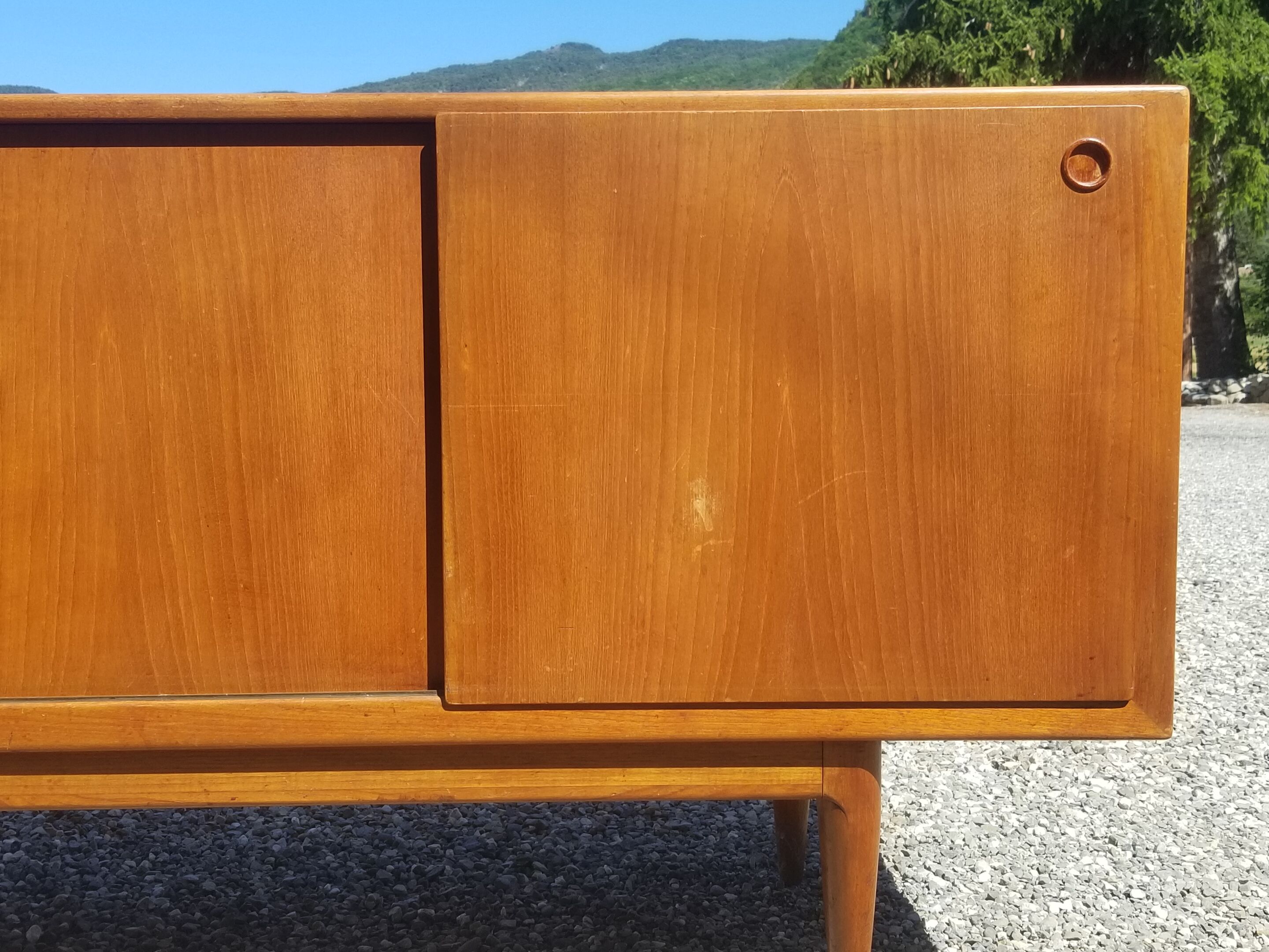 Scandinavian teak row 4 sliding doors - 60s