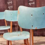 Series of 4 wooden chair Ton (Ex Thonet) 1960