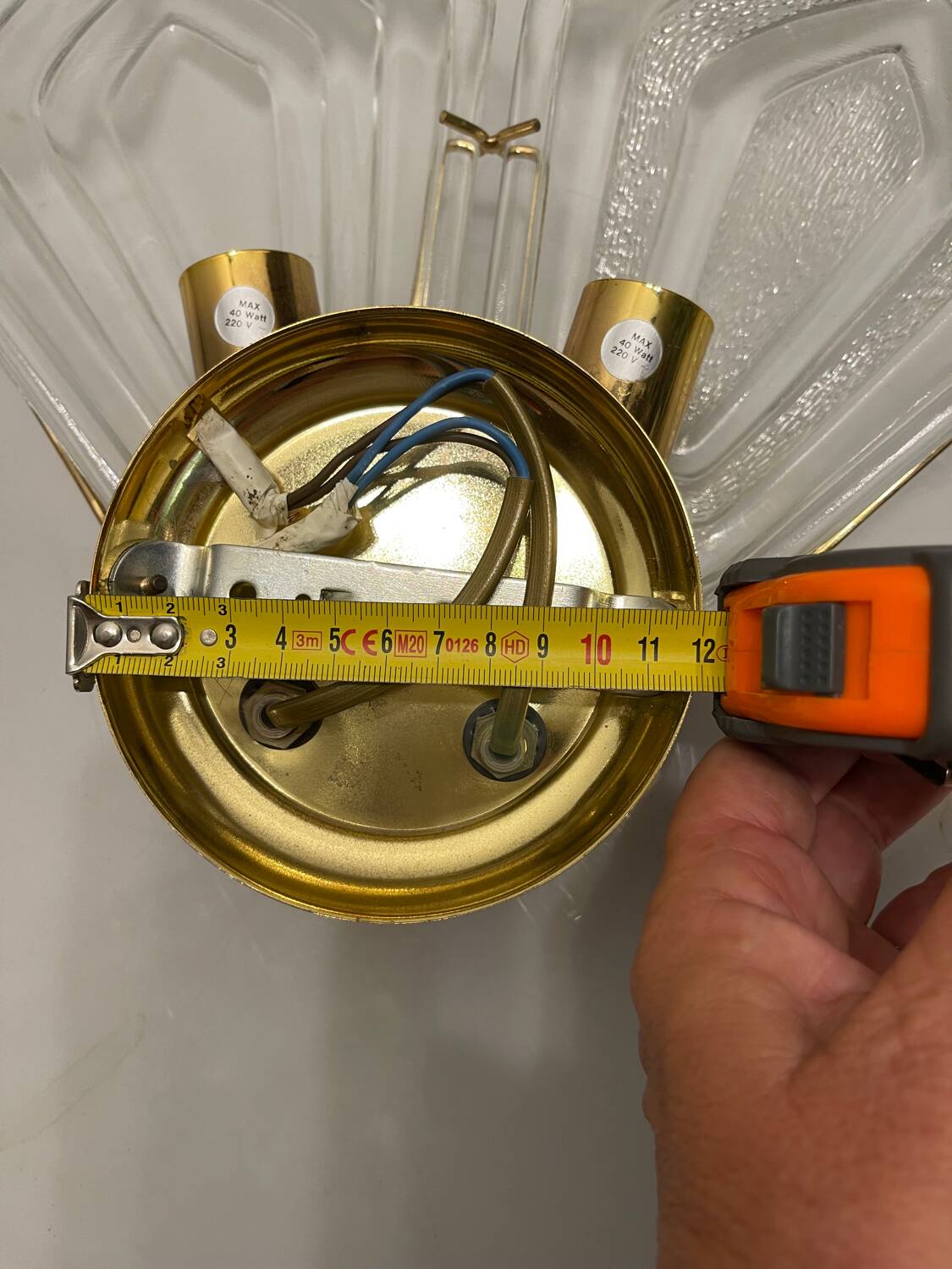 Brass Glass Sconces Set of 2 1970’s