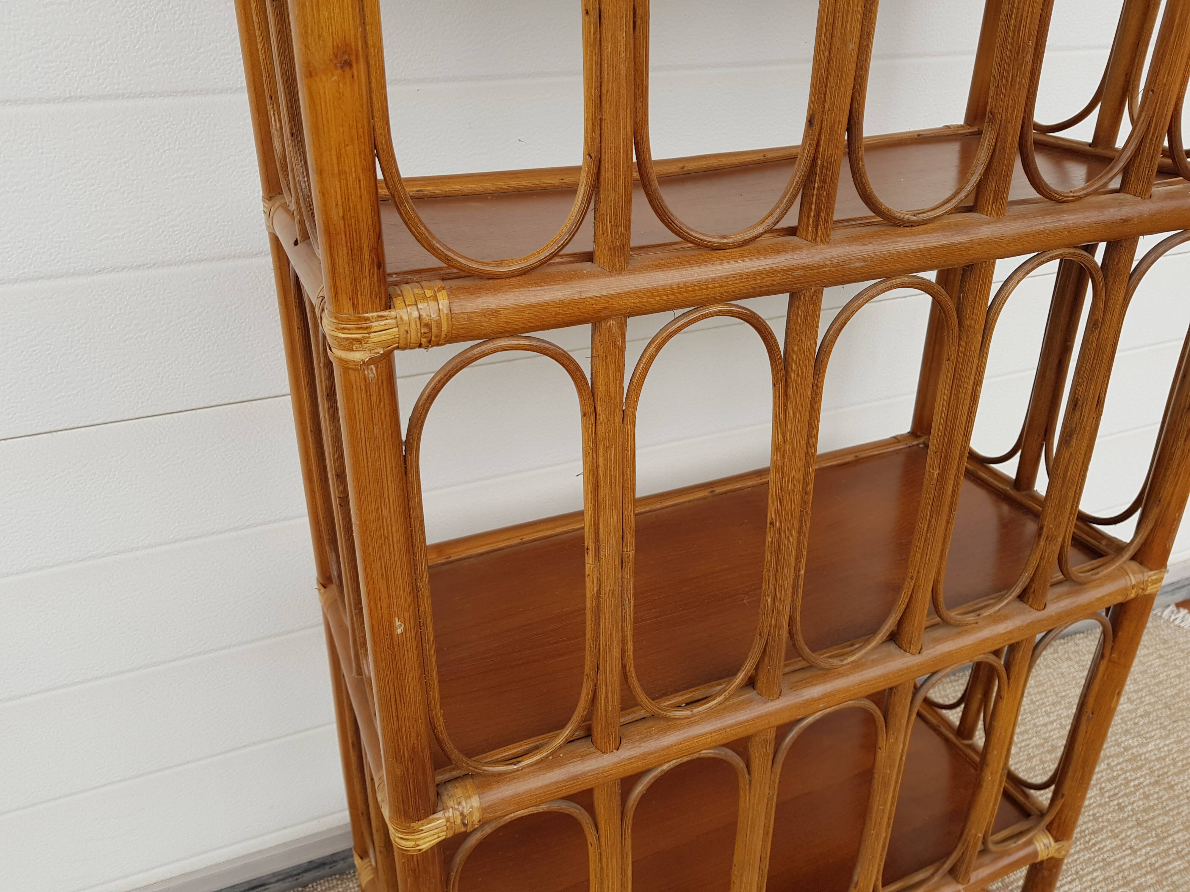 Old shelf in bamboo and rattan 70s