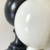 2 large black and white turned wood vintage lamp bases.