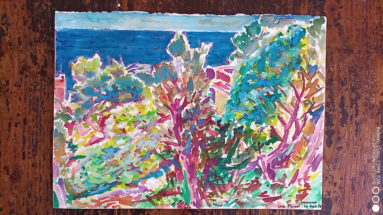 Pierre Lacroux (1909-1993) Gouache Cap Ferrat 10 September 78