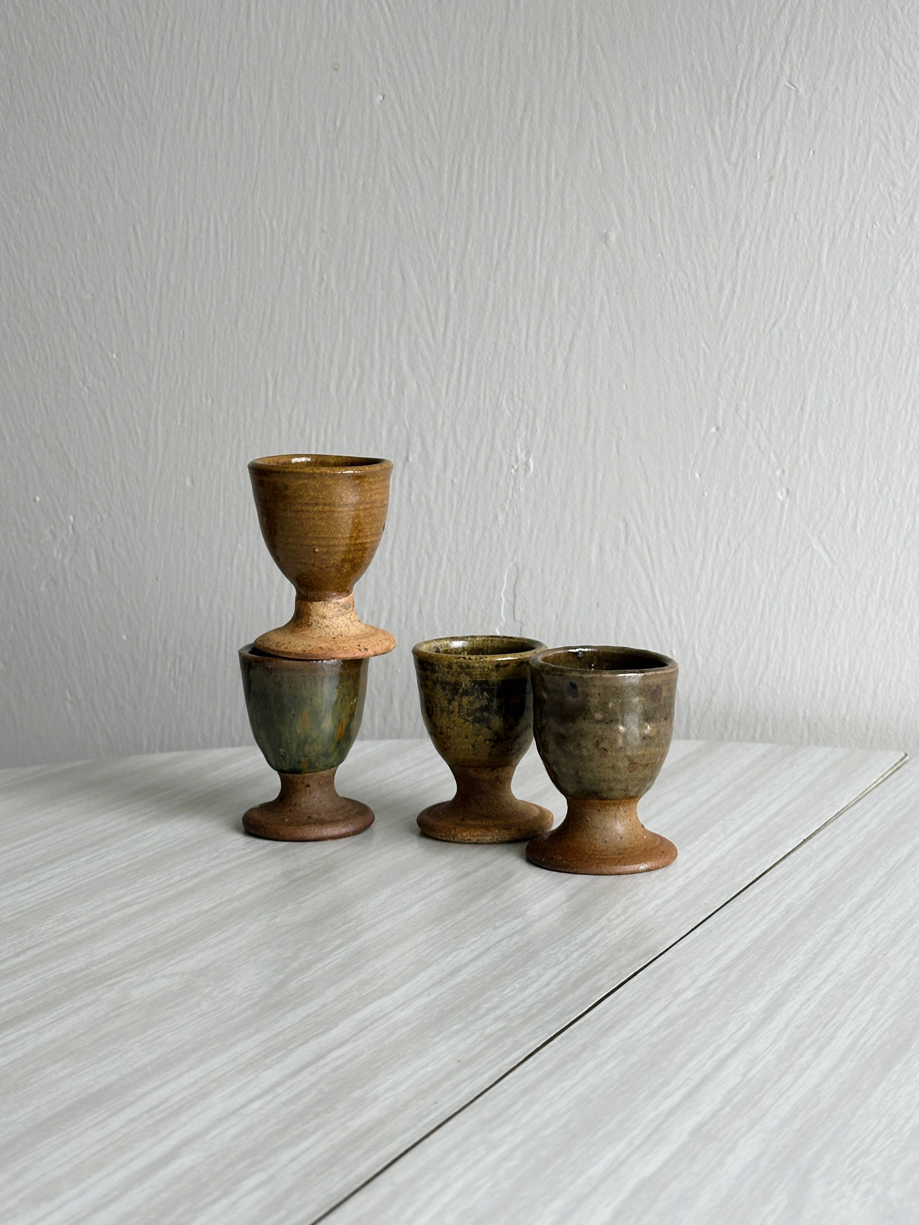 Set of 4 handmade ceramic egg cups