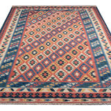 Persian kilim, handwoven oriental qashqai flat woven wool rug- 207x296cm
