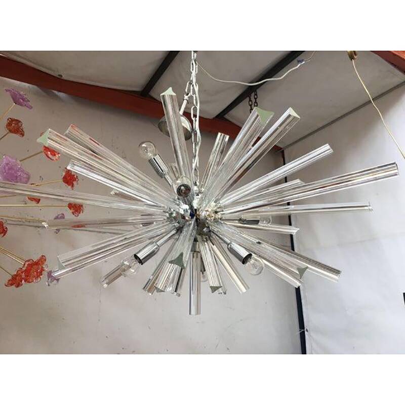 Murano Glass Oval Murano Glass Triedro Sputnik Chandelier