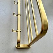 Mid-Century Coat Rack, Gold Coat Rack, Hallway Hook Rail, 1960s