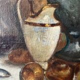 Antique HST painting "Still life: breakfast" signed A. Jouenne + ca