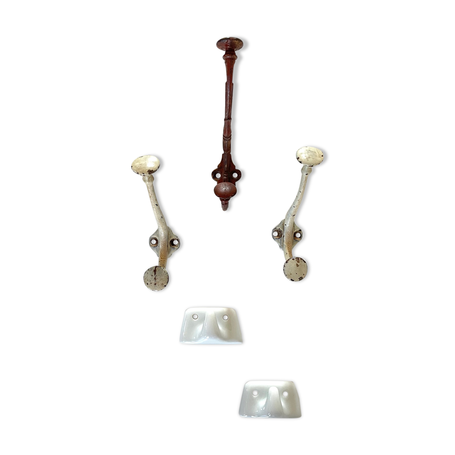 Lot pateres steel and porcelain vintage