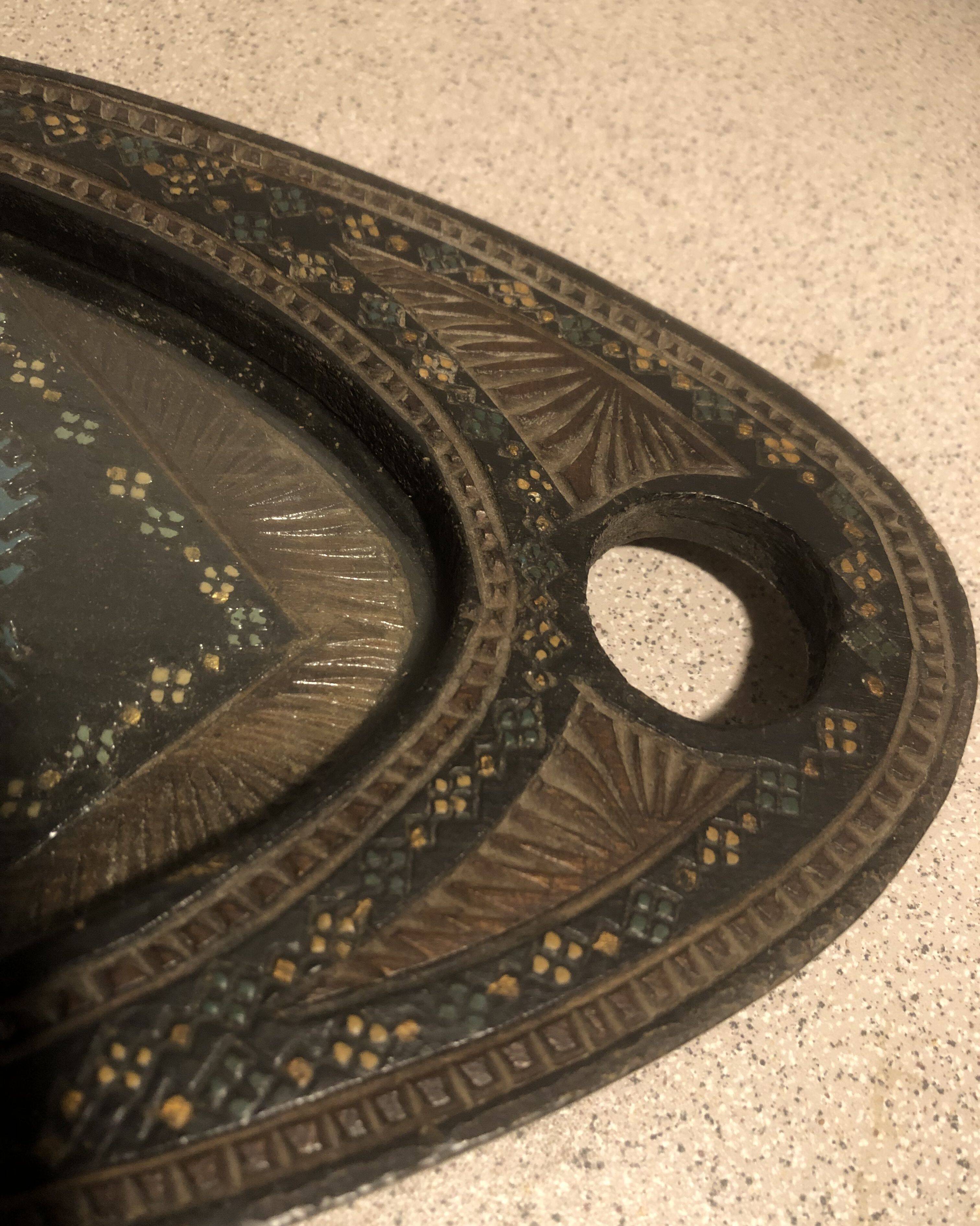 Finely carved wooden tea serving tray