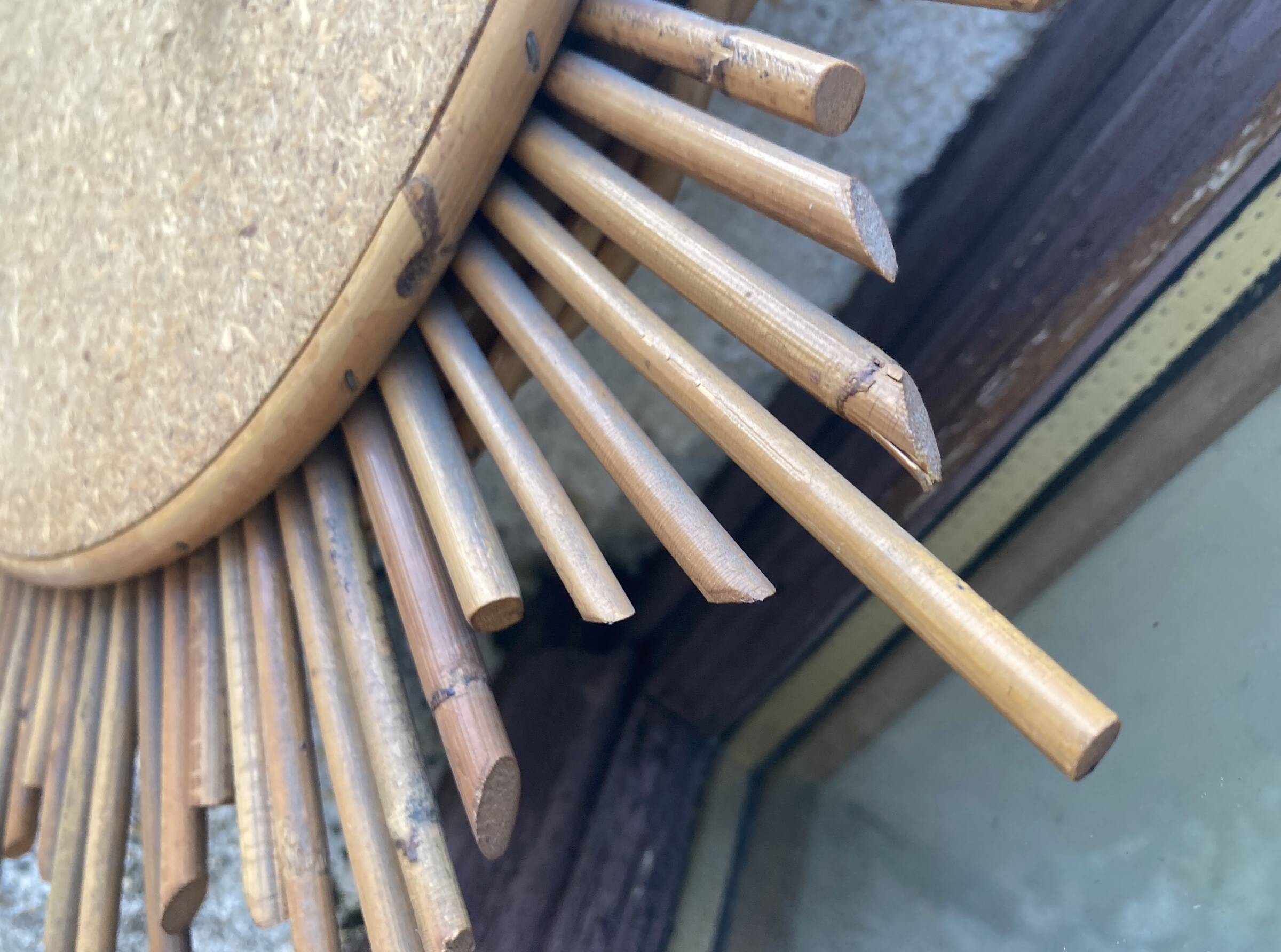 Vintage rattan sun mirror