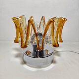 Lámpara de mesa de cristal. Italia, 1970s.