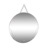 Art Deco Round Wall Mirror on chain 1930s