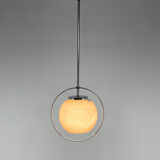Mid-century milk glass & chrome pendant light