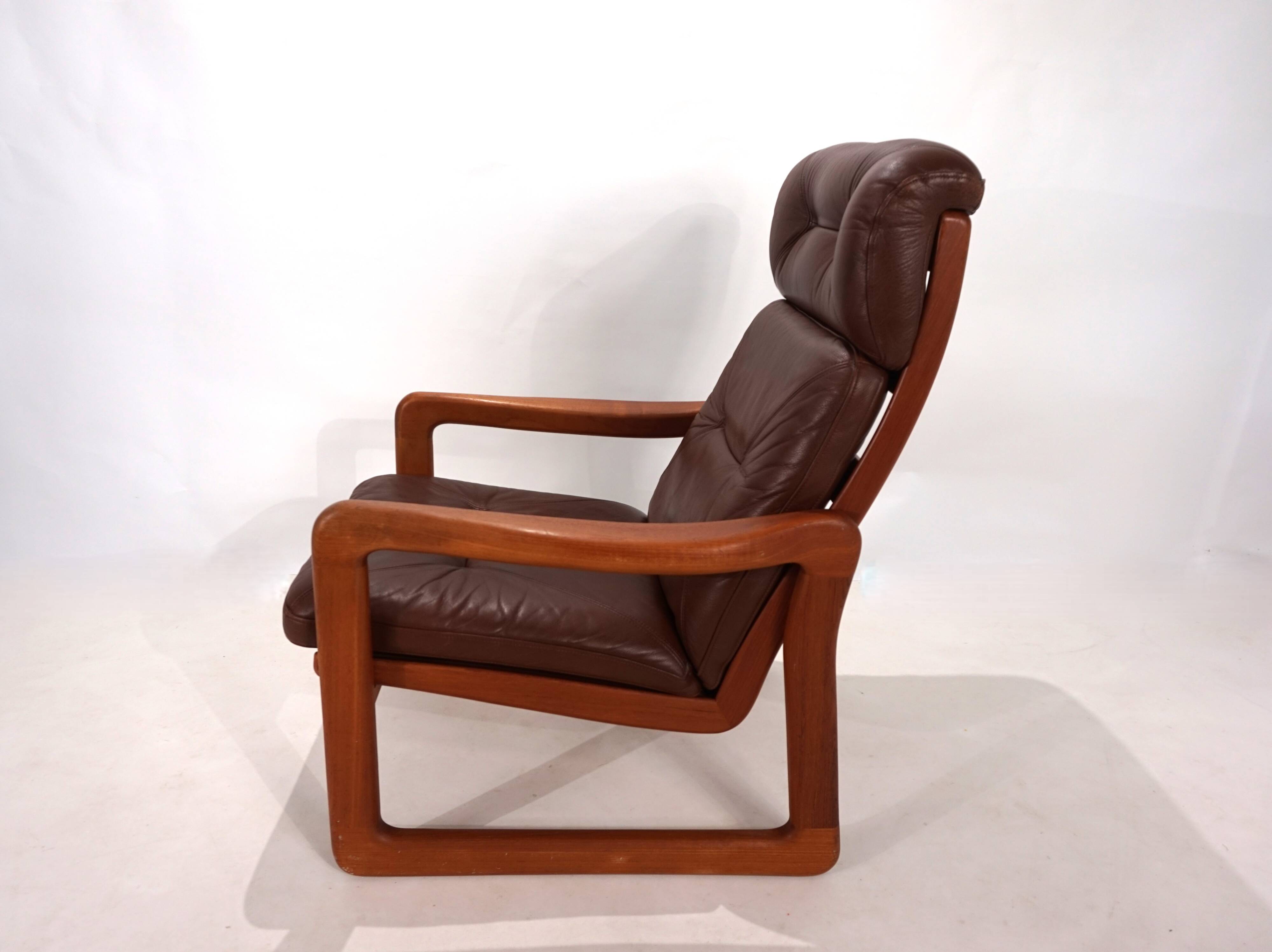 EMC teak leather armchair, 1960