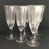 6 chiseled glass champagne flutes