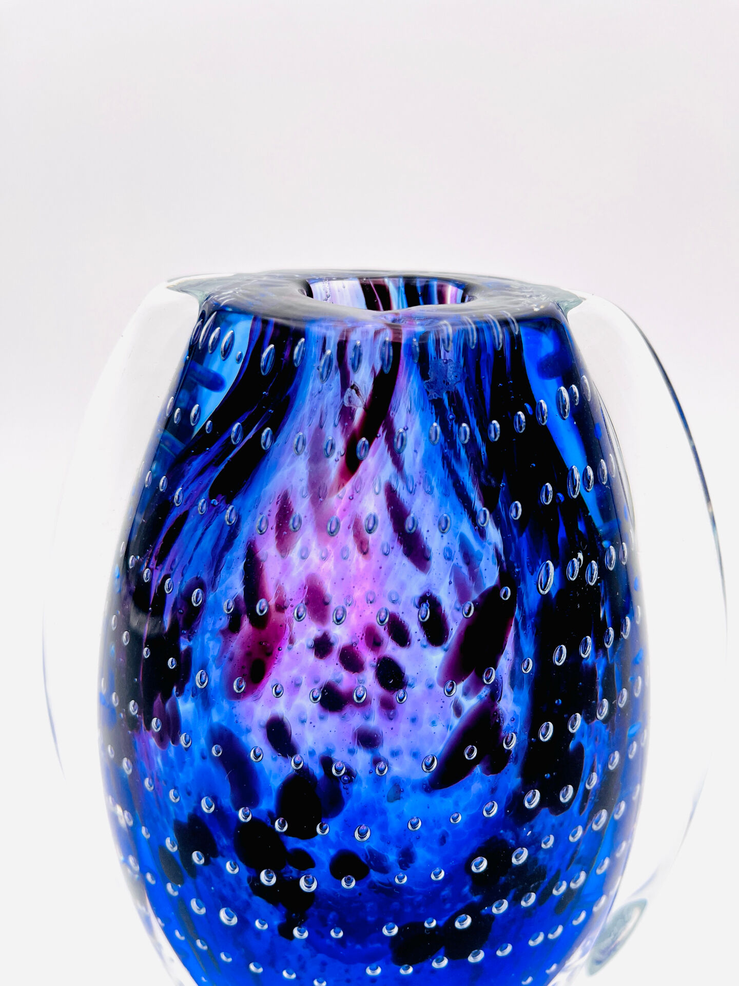 Murano Vase Sommerso Bullicante Cobalt Blue 1960s
