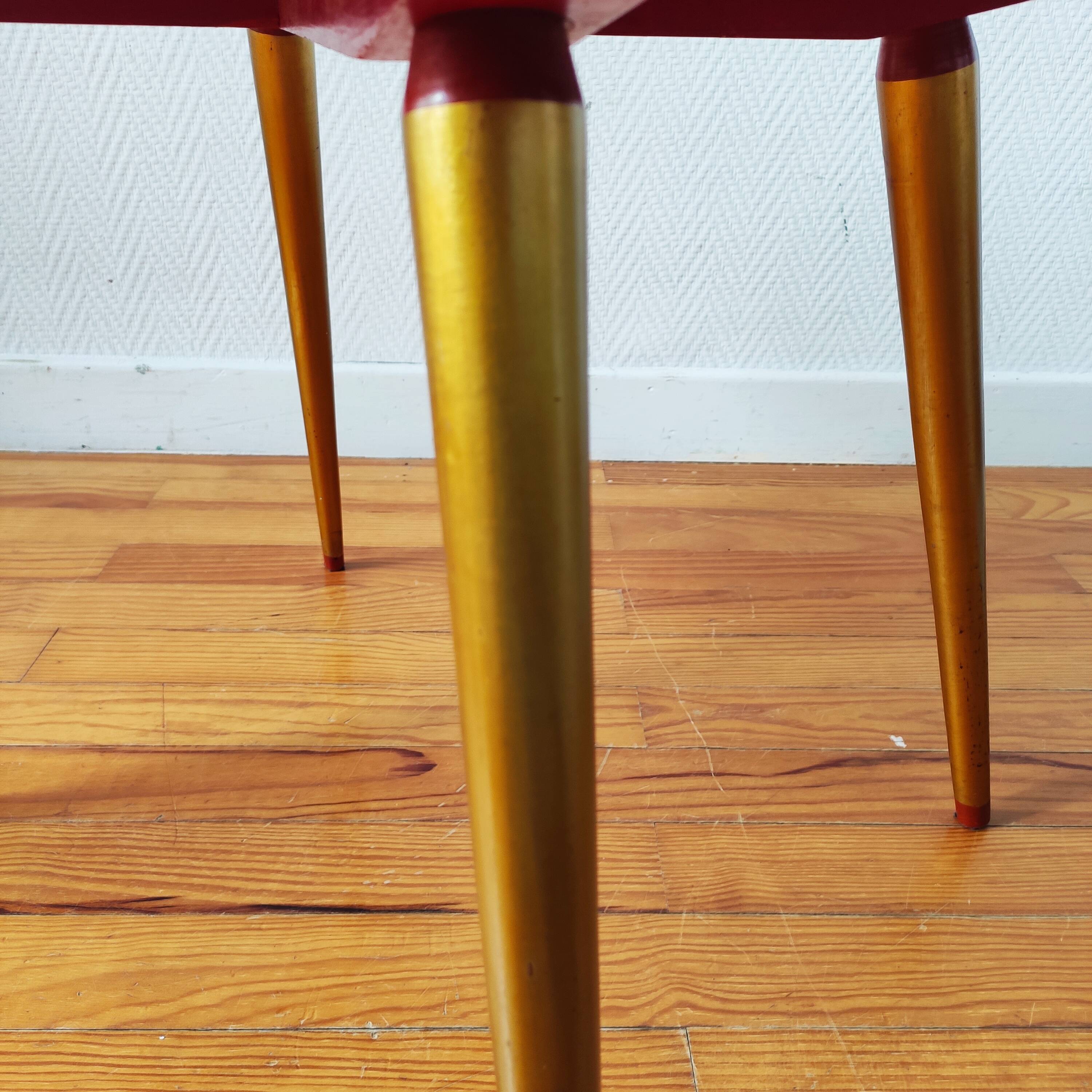 Vintage 1965 wooden compass leg side table