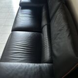 Roche Bobois black leather sofa