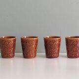 Sarreguemines pitcher and goblets, France 1970s