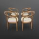 Ensemble de 4 chaises de salle à manger en bois et laine, Italie années 1970.