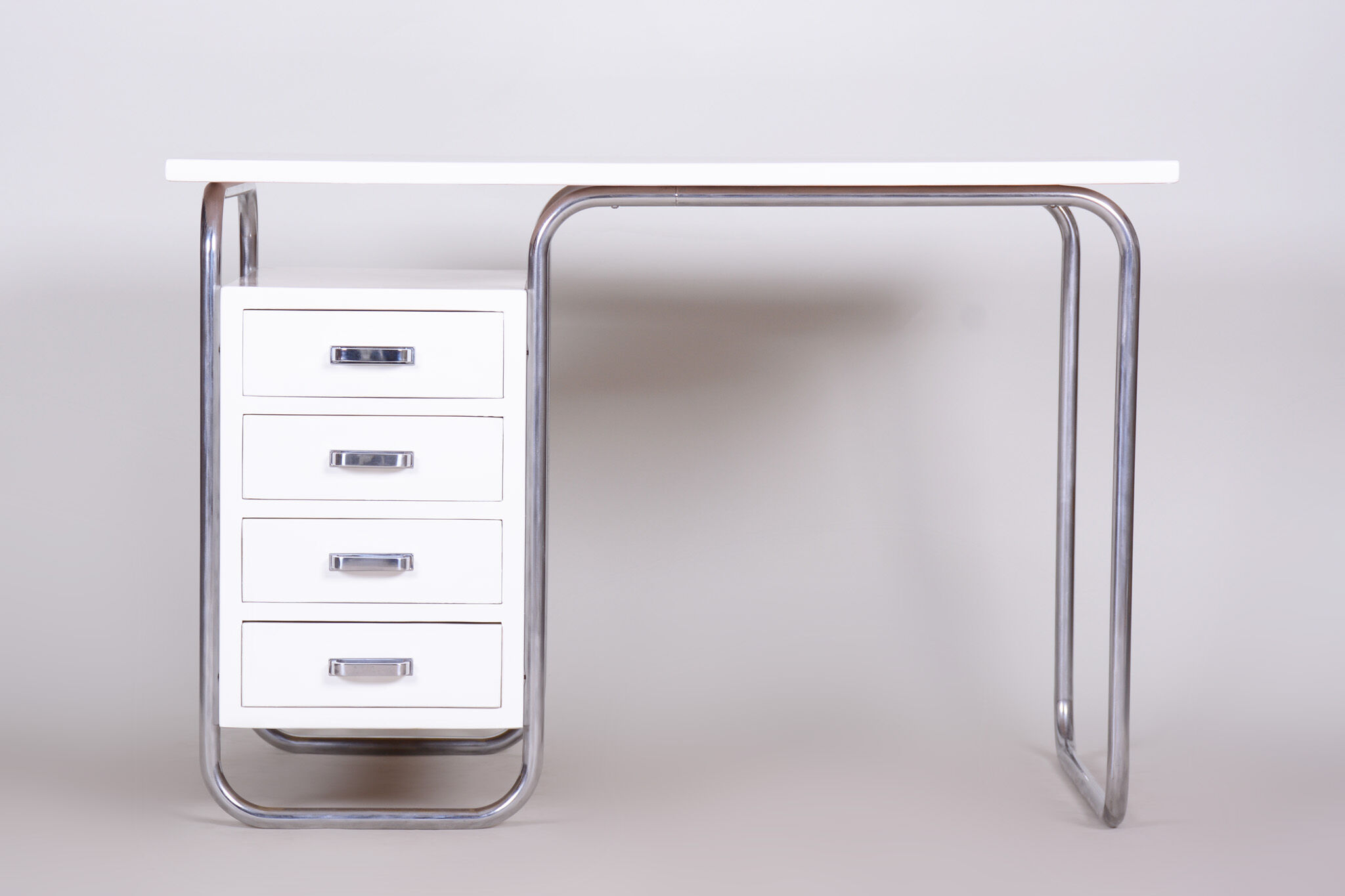 White Bauhaus desk made in 1930s Czechia by Robert Slezak