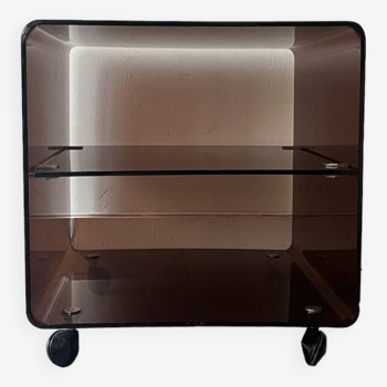 side table / bedside table in smoked plexiglass, Dumas for Roche Bobois 1970