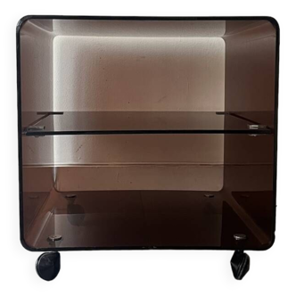 side table / bedside table in smoked plexiglass, Dumas for Roche Bobois 1970