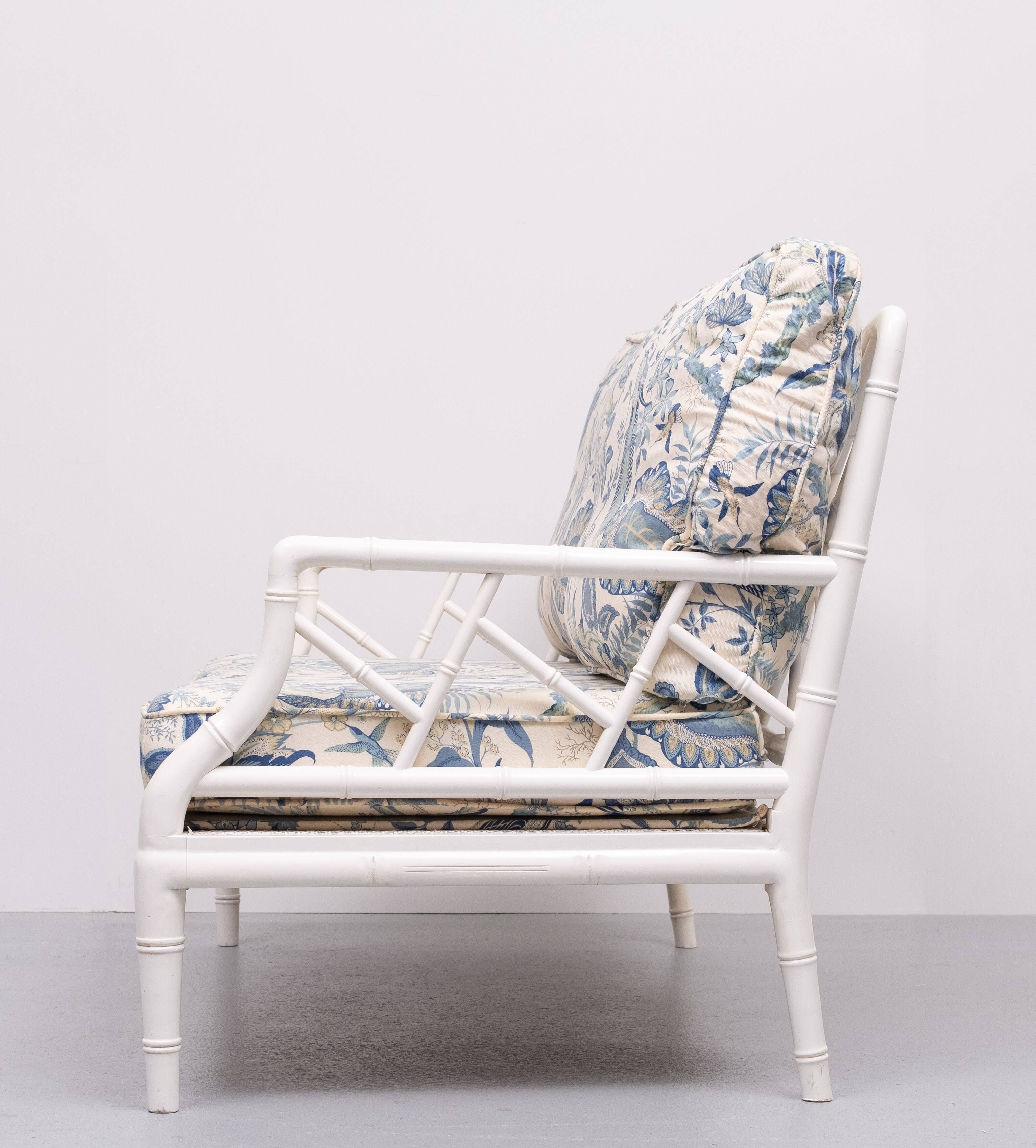 Faux Bamboo Chippendale Two seat Sofa 1970s France