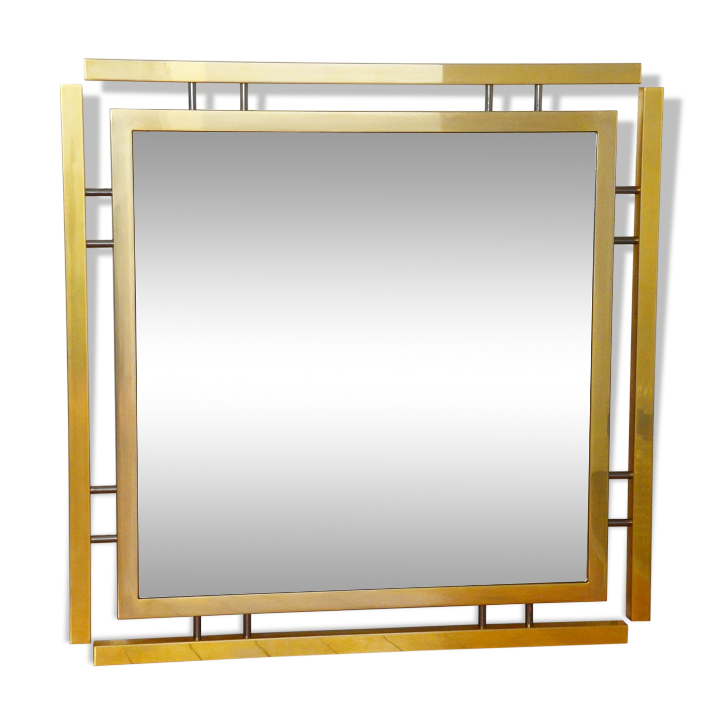 Modernist Italian mirror chrome steel gold 70 71 X 71