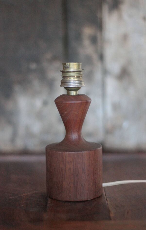 Lampe bois scandinave, pied de lampe bois vintage, lampe à poser
