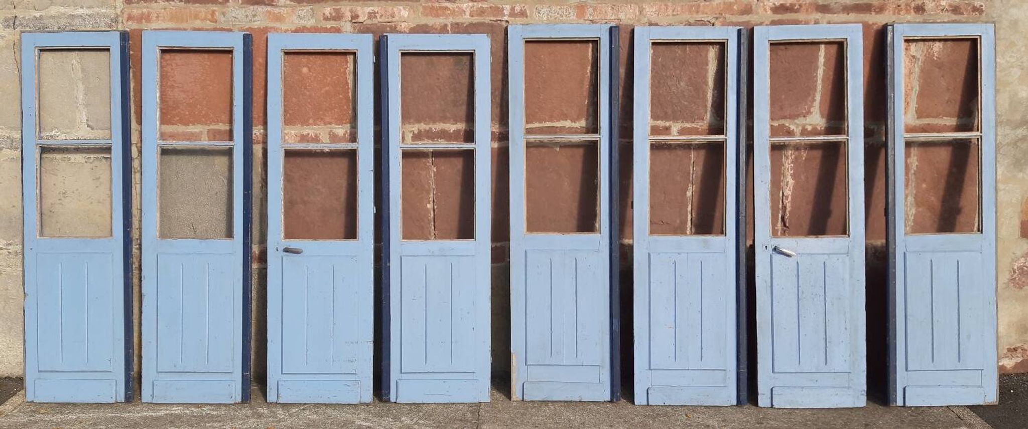 Portes doubles, deux battants, bois massif (Lot de 4)