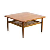 60s scandinavian design square coffee table with magazine shelf