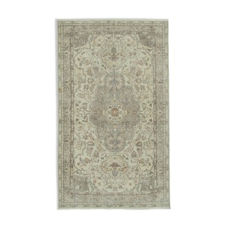 Handmade unique oriental beige carpet 191 cm x 336 cm