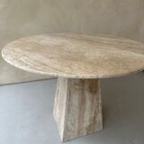 Vintage round travertine table 60s