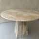 Vintage round travertine table 60s